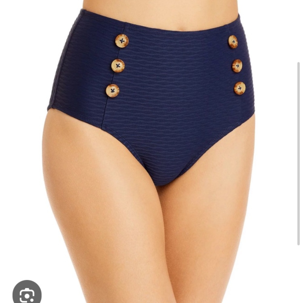 Shoshanna tide textured high waist bikini bottom